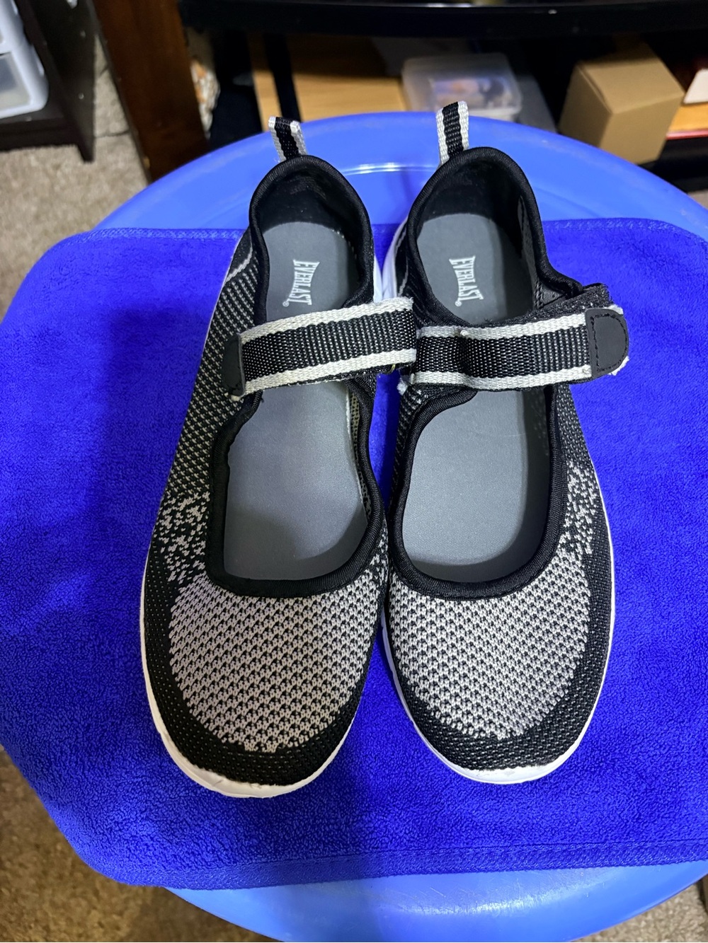 Everlast Black & White Knit Mary Jane Shoes with Strap
